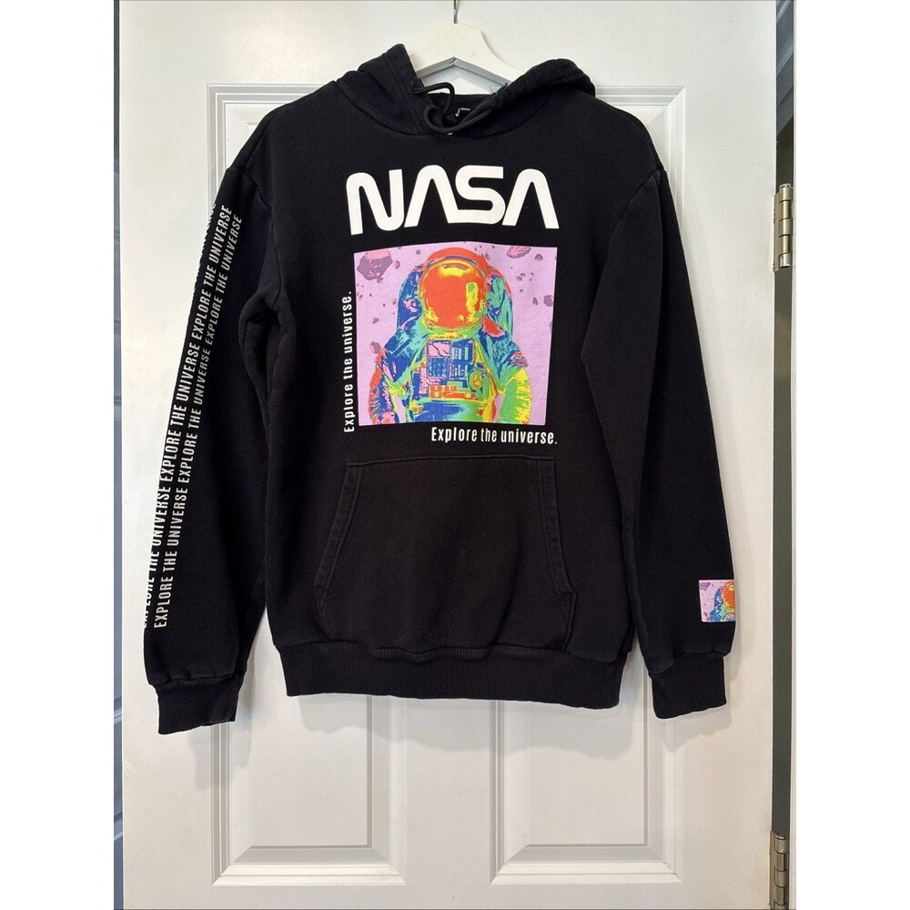 Hyperspace NASA Explore the Universe Black Graphic Hoodie‎ Small